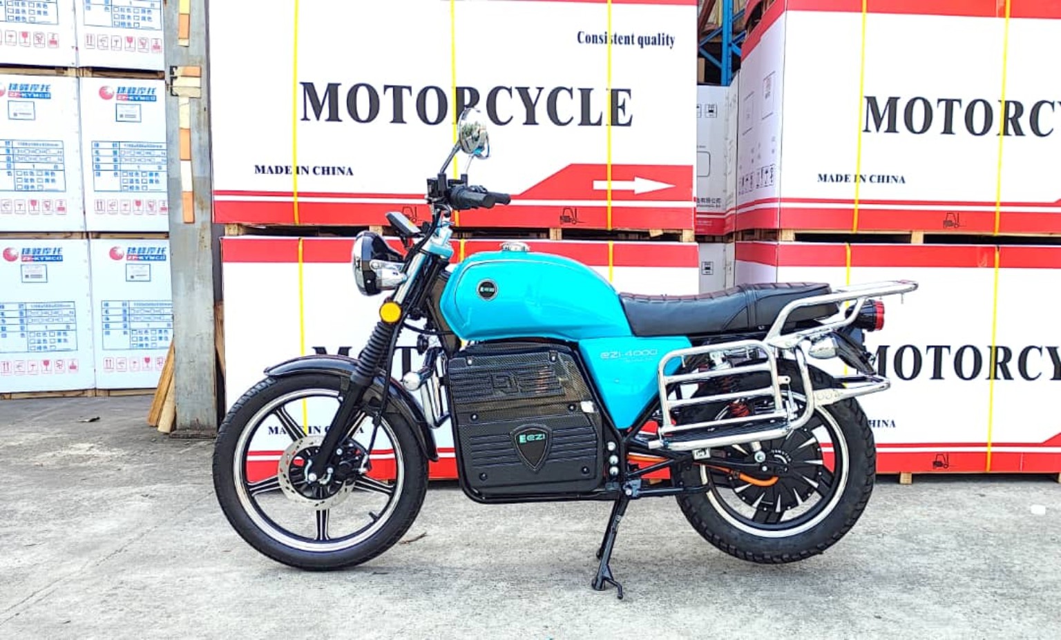 EZI electric motorcycle full side profile
